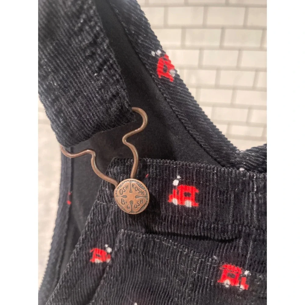 Vintage OshKosh Bgosh Overalls Kids 4T Black Corduroy Train Embroidered  Bibs